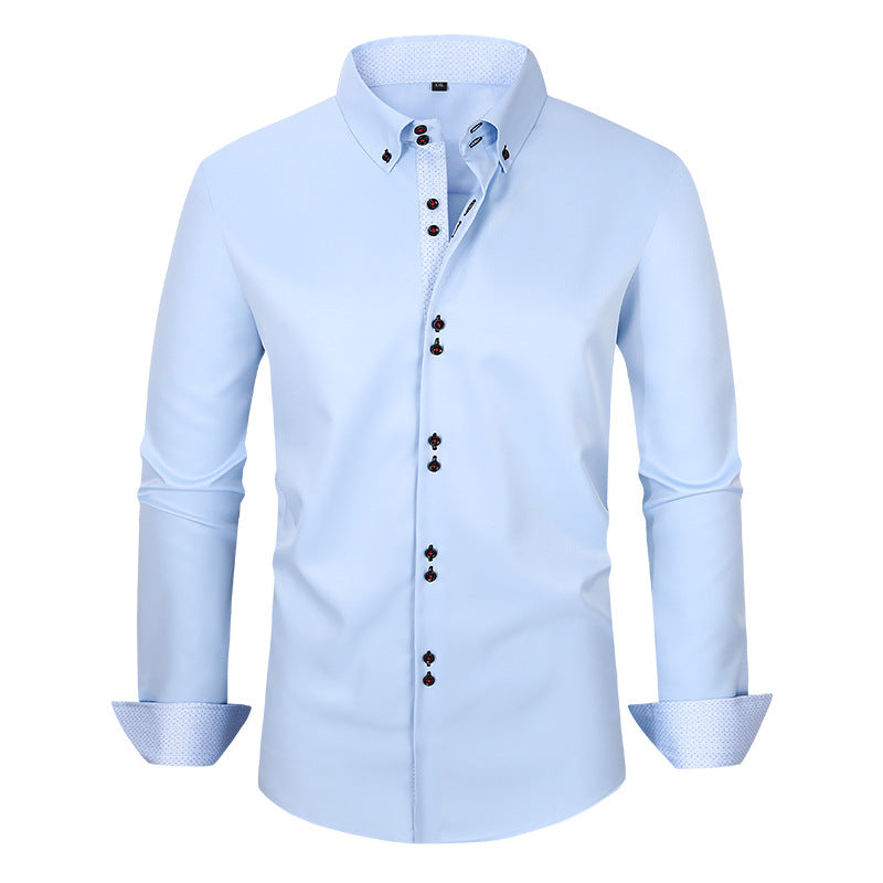 Men's Casual Business Plus-Size Long-Sleeve Shirt
