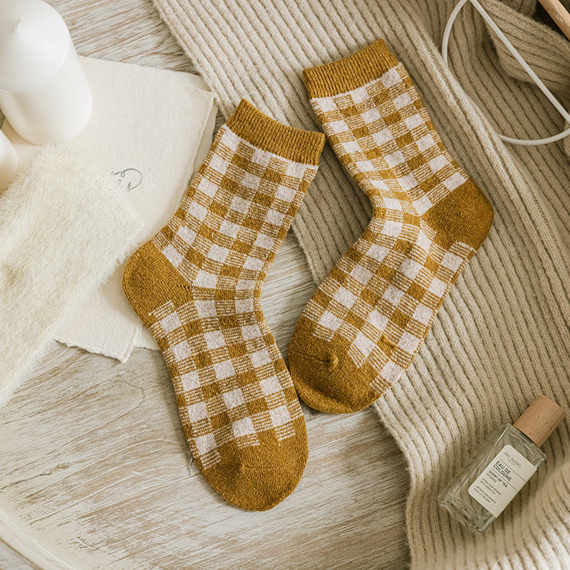 Golden Retro Tulip Mid-tube Socks Warm And Thick