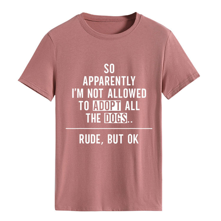 Fashion Round Neck Letter Loose Short Sleeve T-shirt For Women
