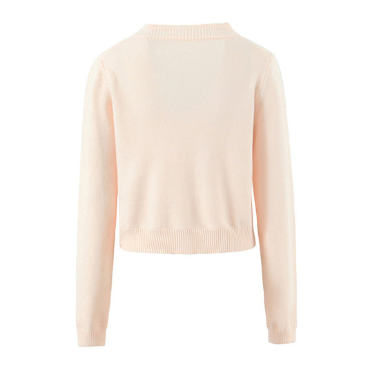 Exquisite And Versatile Cream Embroidered Knitted Cardigan