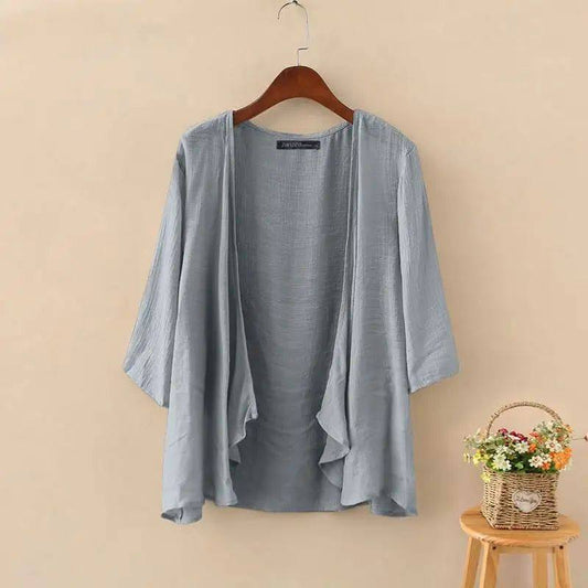 Summer Fashion Womens Solid-color Short-sleeve Cardigan