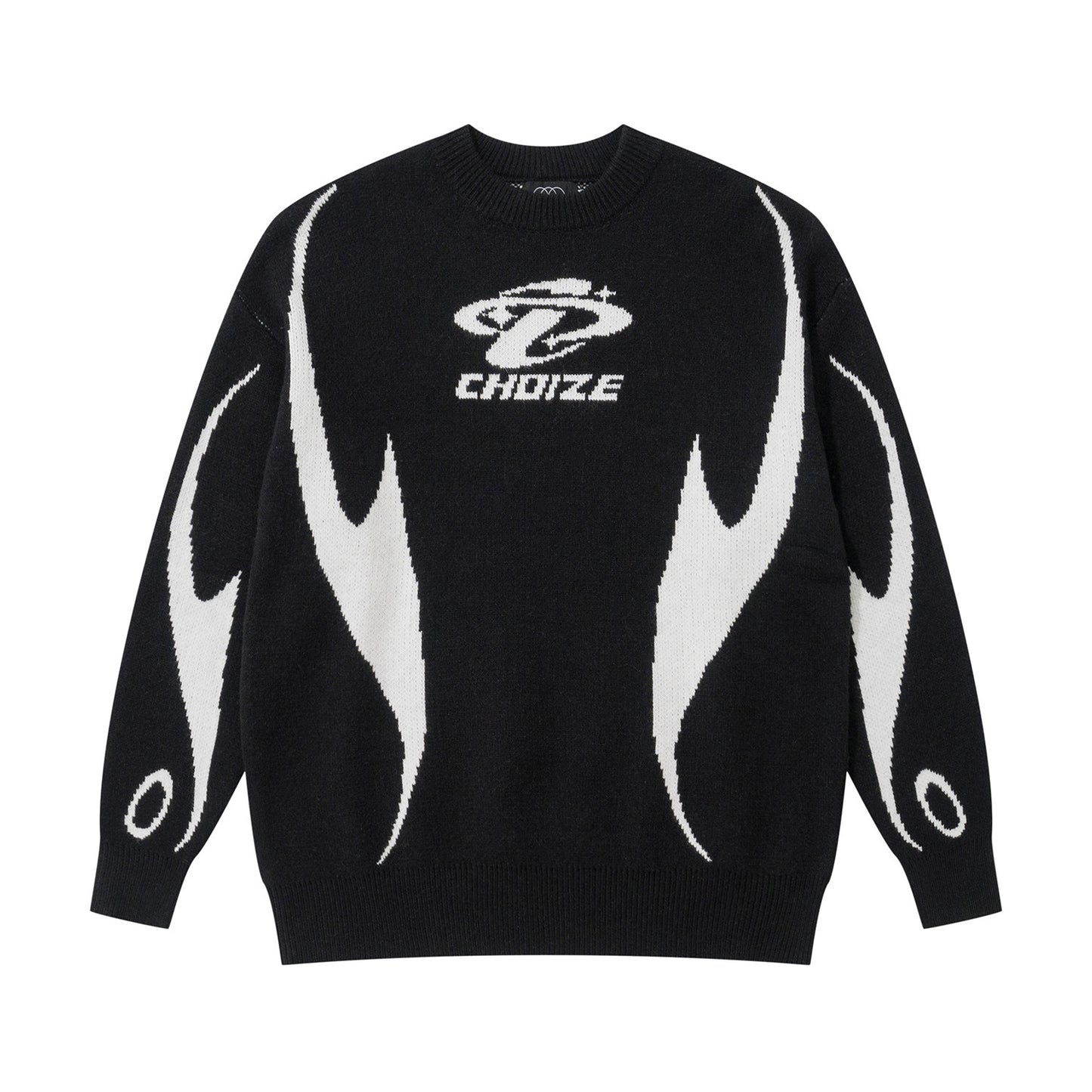 Autumn And Winter New Real Shot Maychao Jacquard Color Block Crew Neck Pullover Sweater