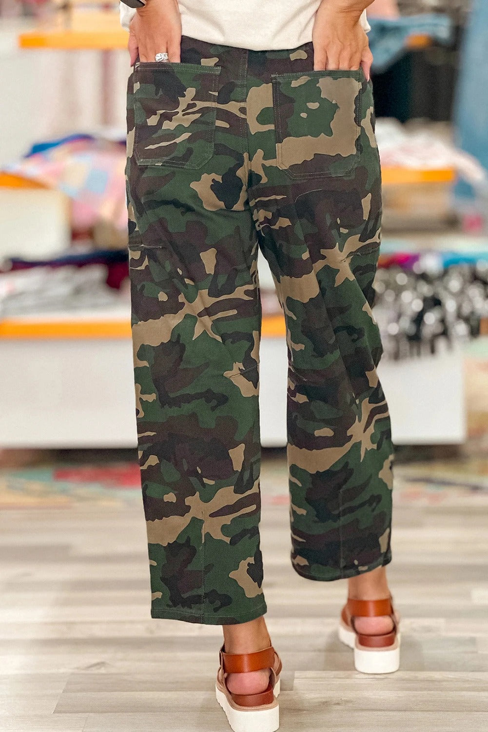 Women's Casual American-Style Retro Camouflage Pants With Multiple Pockets