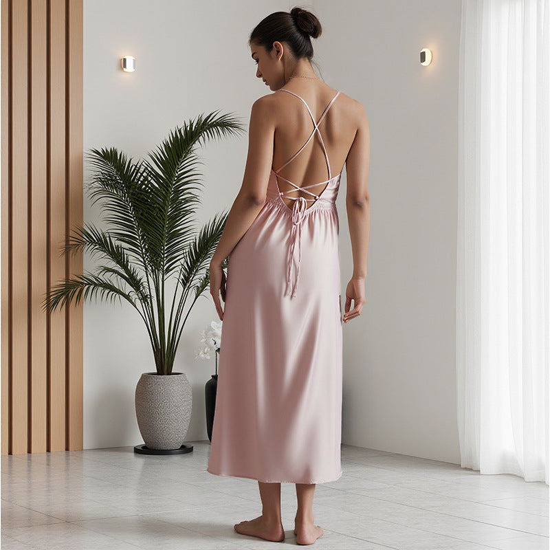 Sexy Satin Velvet And Ice Silk Pajamas With Feathers Camisole Robe And Long Pants Loungewear