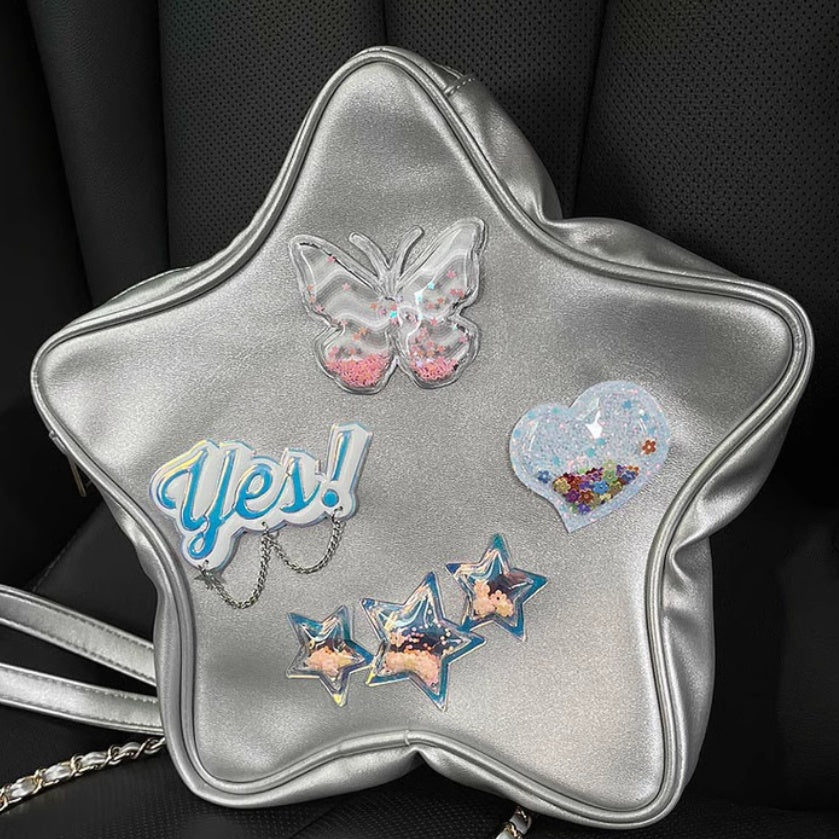 Laser XINGX Five-pointed Star Shiny Letter Love Messenger Bag