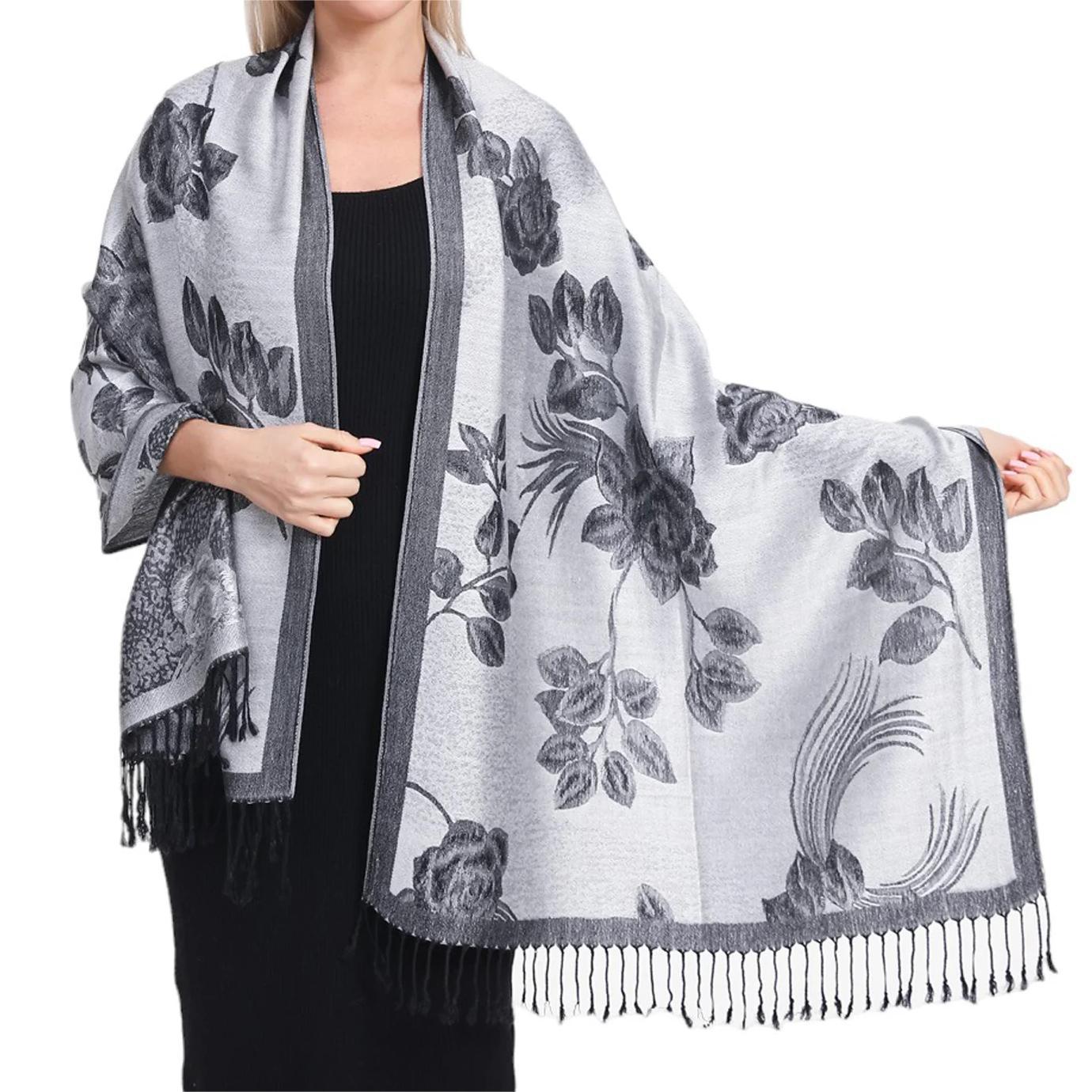 Womens AutumnWinter Faux Cashmere Shawl Cozy Wrap Scarf For Warmth