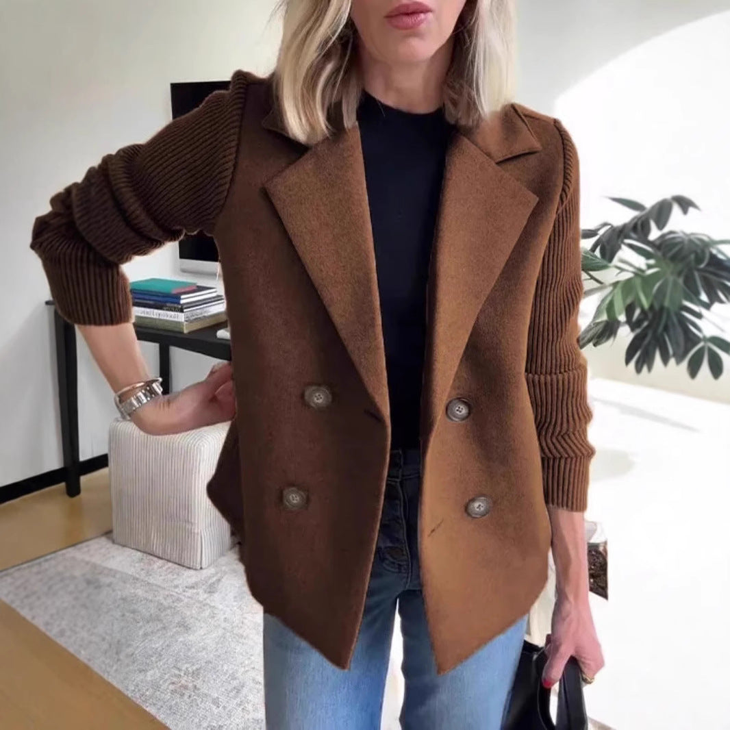 Women's Elegant Wool Stitching Woolen Coat Commuter Suit