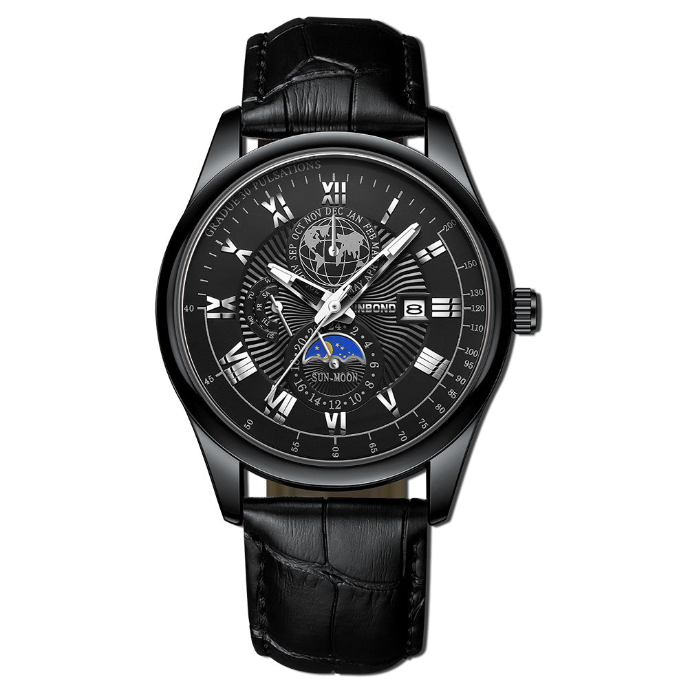 Men's Waterproof Luminous Wrist Belt Moon Quartz Watch
