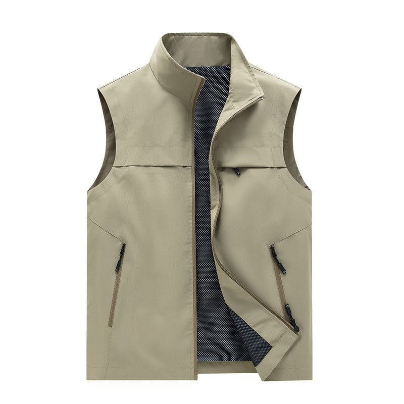Thin Solid Colored Sports Style Casual Stand Up Collar Vest