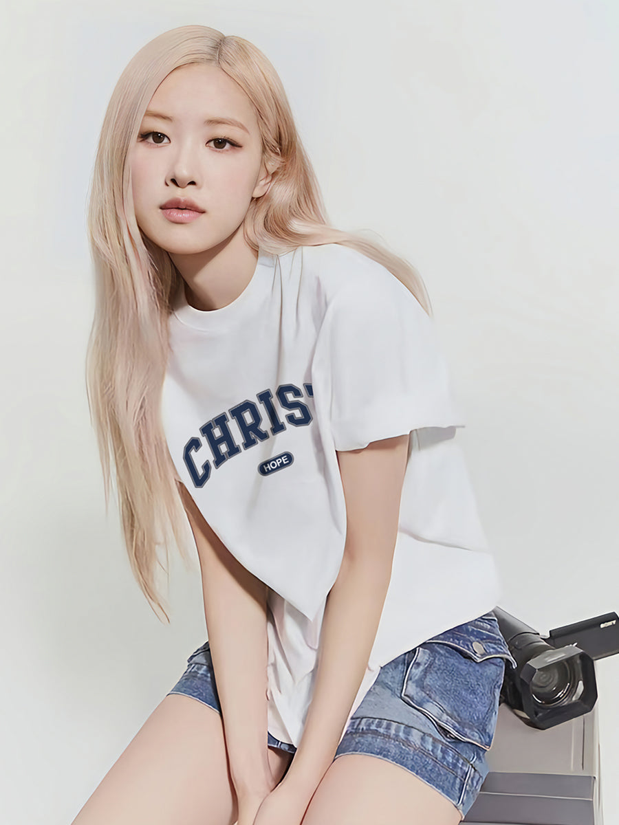 Women's Short-sleeved T-shirt Loose Crew Neck Top