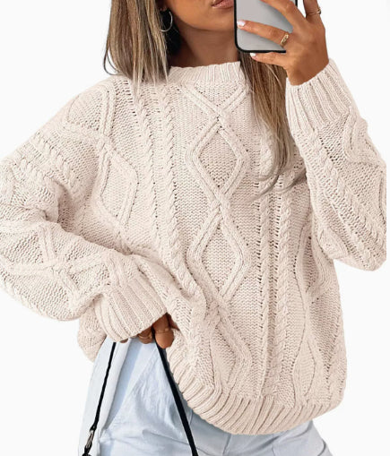 Solid Color Cable-knit Pullover Women's Sweater
