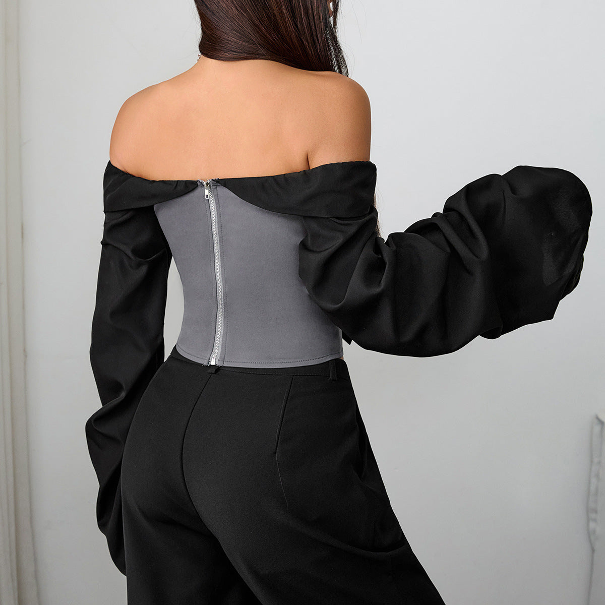 Women's Slim-fit Tie-neck Tube Top With Fishbone Design