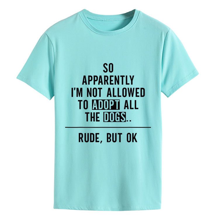 Fashion Round Neck Letter Loose Short Sleeve T-shirt For Women
