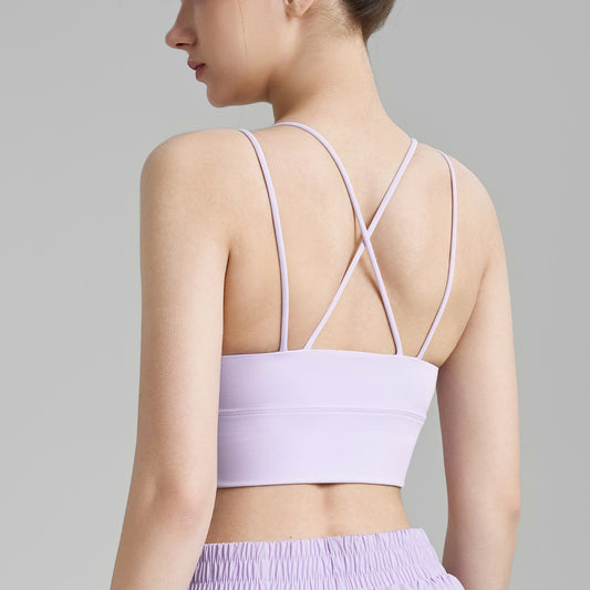 Double-strap Fitness Bra Fixed Cup Naked Feeling Yoga Vest