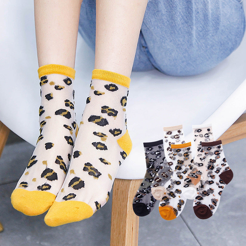 Crystal Socks Breathable Socks Mesh Middle Tube