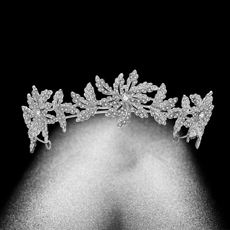 Alloy Bridal Crown Flower Leaf Hair Band
