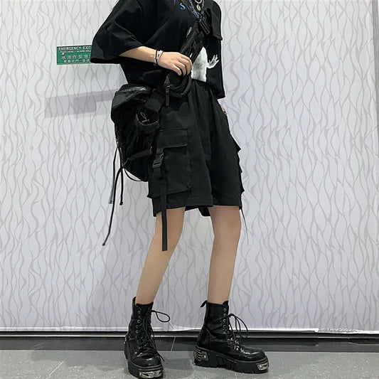 Cross-border Factory Solid Color Wide-leg Pants Loose Wide-leg Half Pants Workwear Shorts Women's Clothing