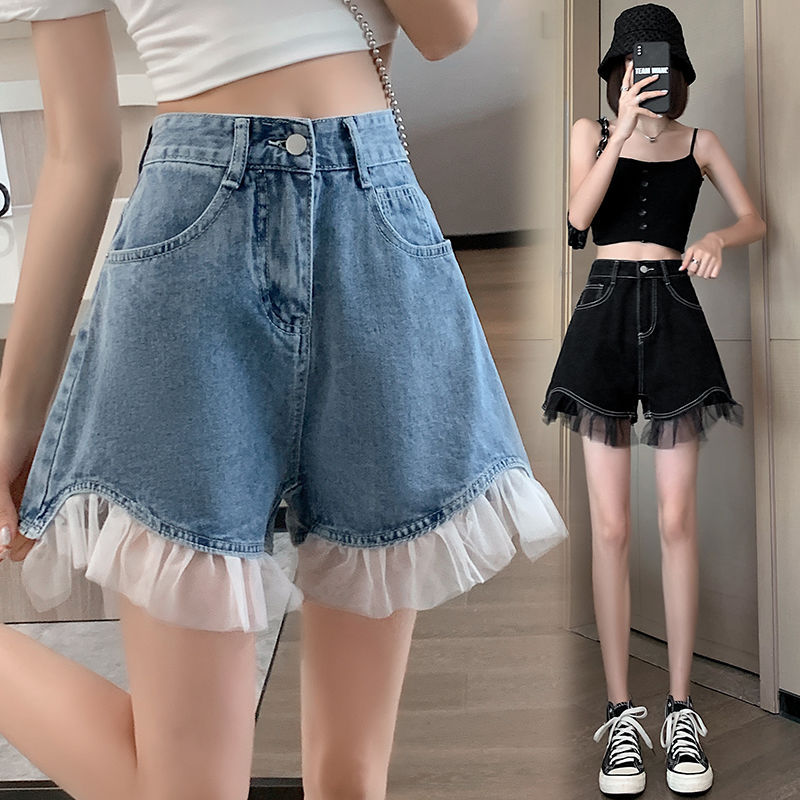 Højtaljede denimshorts til kvinder