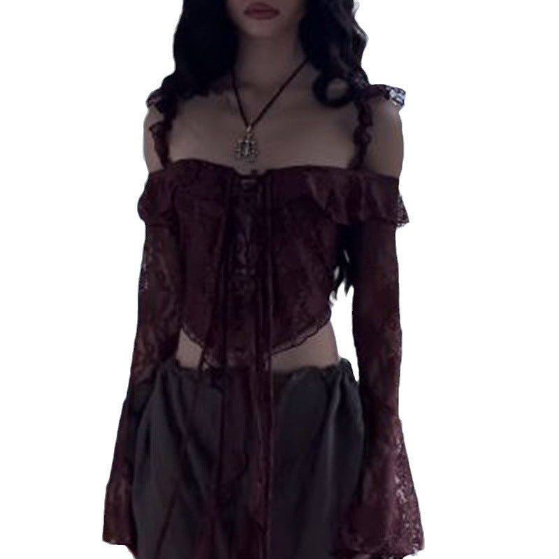 Women's Ins Street Retro Lace Shirt Women's Short Top