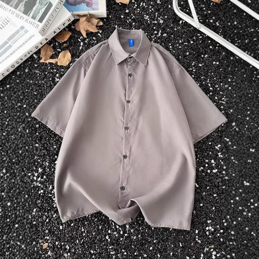 Summer Thin Section Traceless Half-sleeve Shirt Men's Korean Style