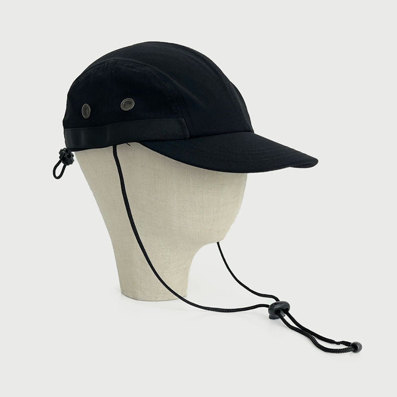 Women's Sunscreen Shade Black Drawstring Baseball Hat