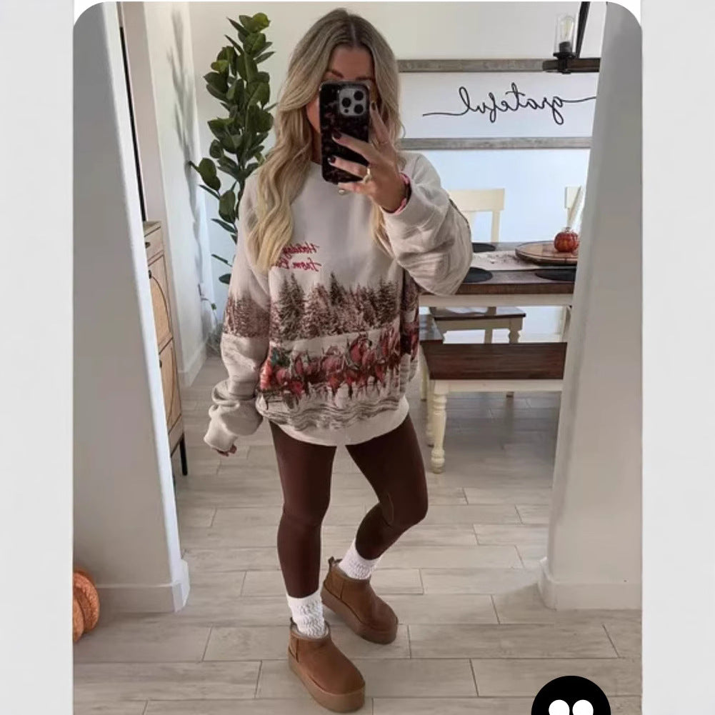 Dame Sweater Sweatshirt Rund Hals Pullover Langærmet