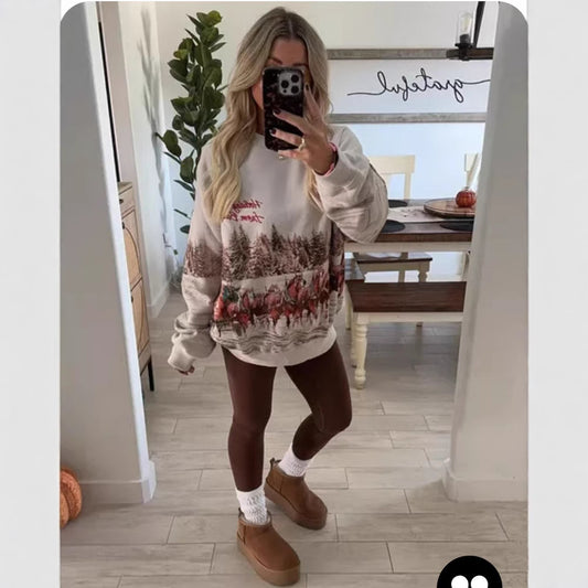 Dame Sweater Sweatshirt Rund Hals Pullover Langærmet