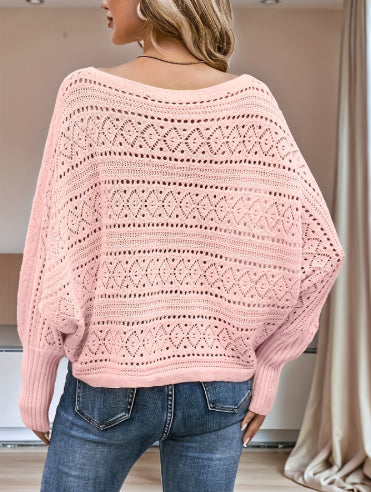 Pullover Simple Solid Color Long Sleeve Knitted