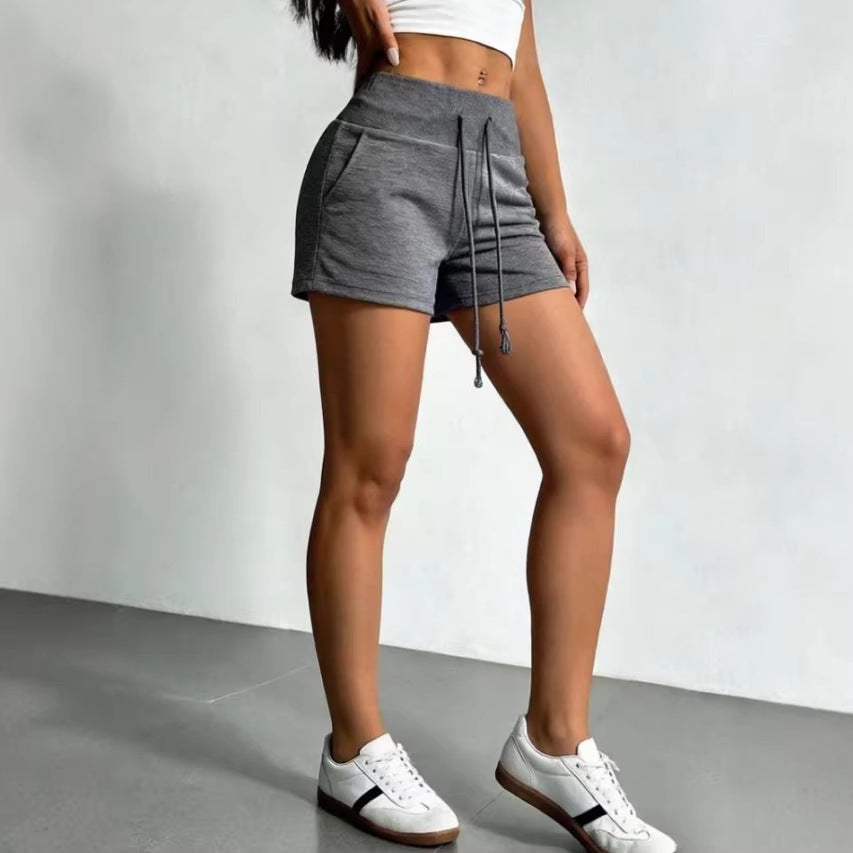 New Casual High-waist Solid-color Athletic Shorts