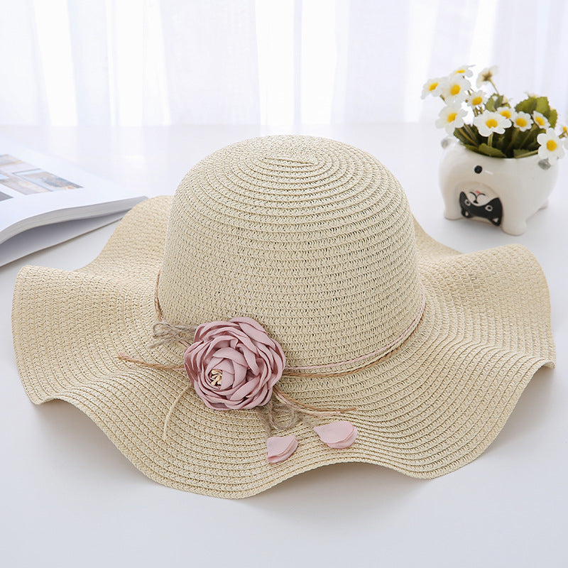 Women's Wavy Edge Big Brim Straw Hat Korean Travel