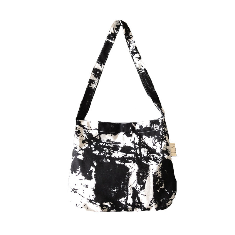 Retro Splash Ink Artistic Tie-dye Fabric Cotton Linen Bag