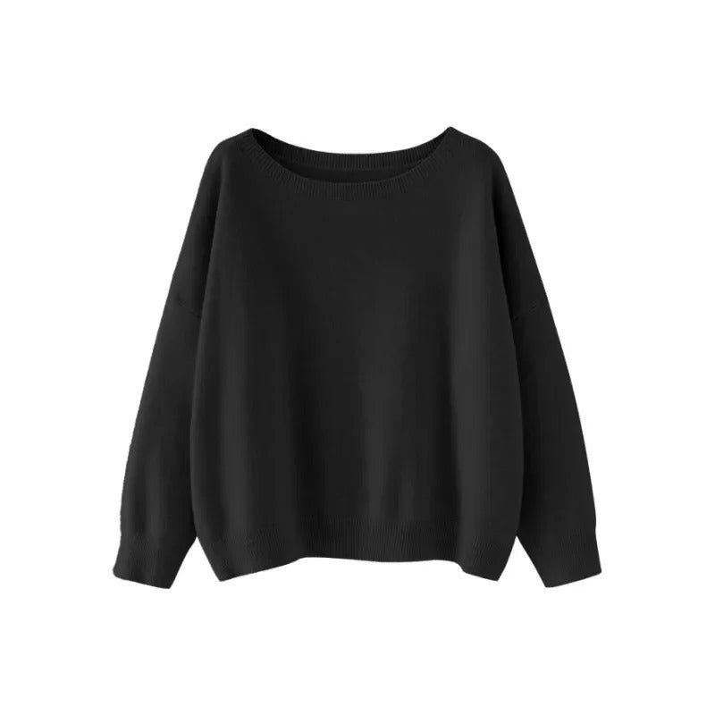 Efterår og vinter rund hals løs og afslappet stil pullover