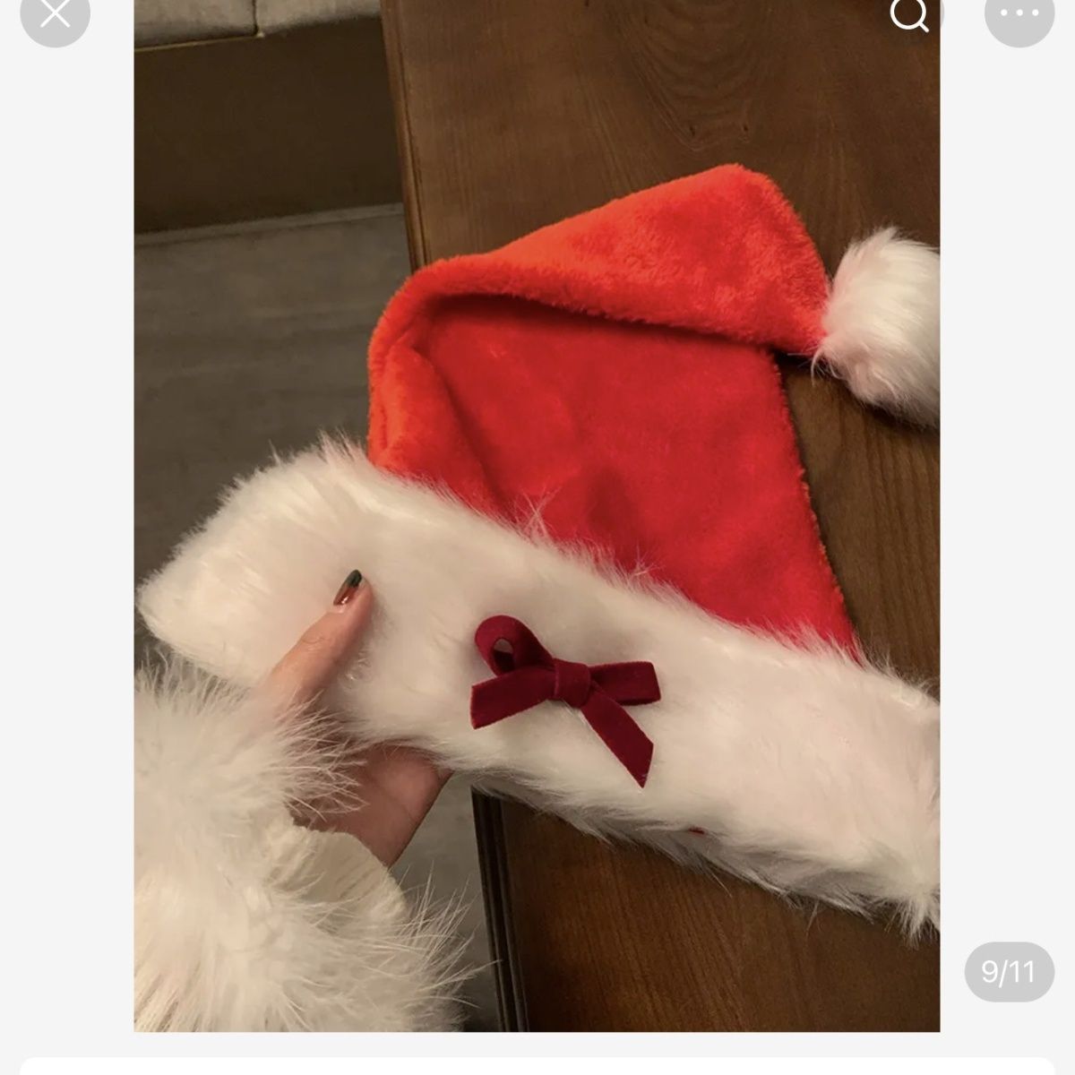 Red Bow Christmas Hat Headwear For Women