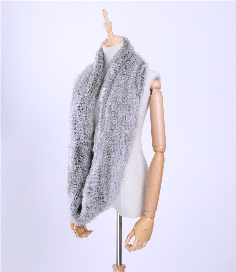 Rex Rabbit Fur Collar And Fur Woven Men's Scarf Long Thick Double-sided Warmth
