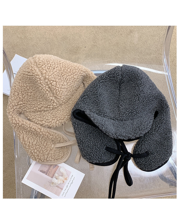 Fleece-lined Thickened Lamb Wool Earmuffs Hat
