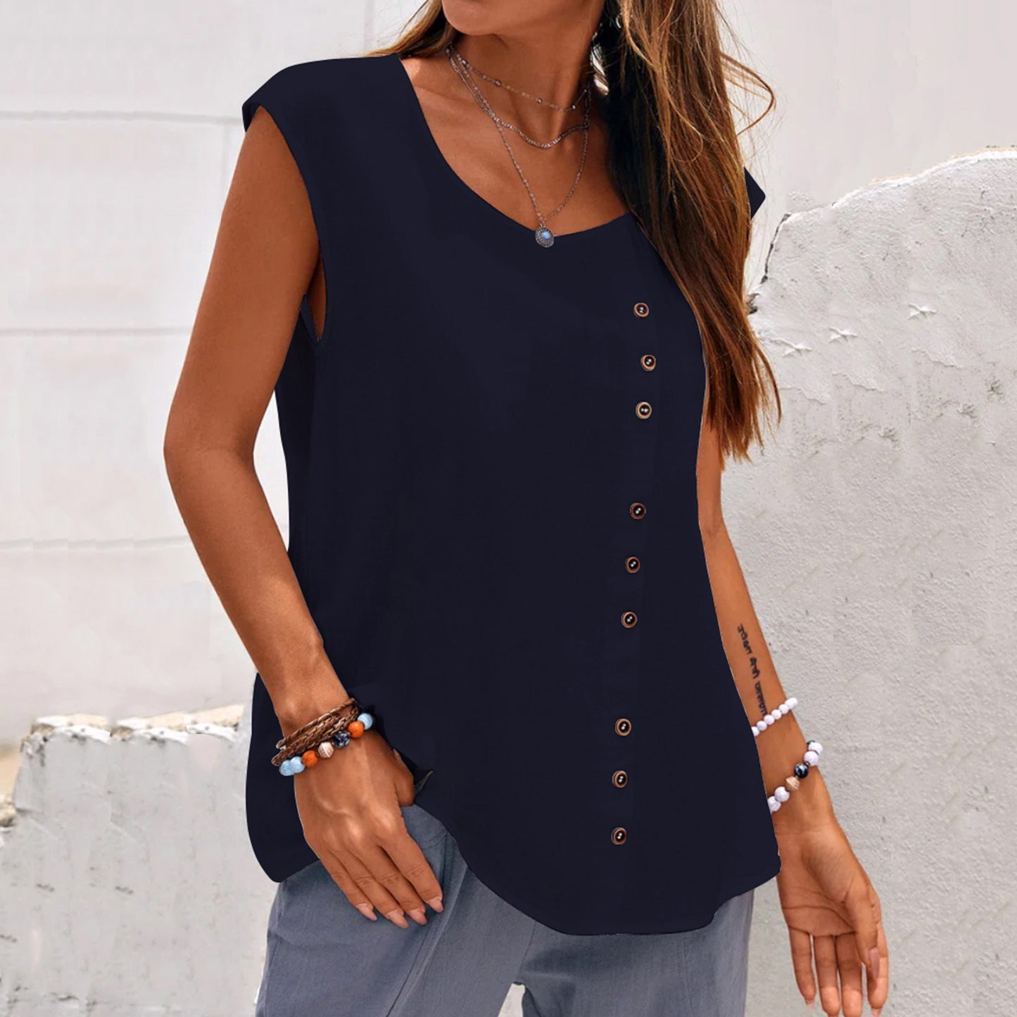 Women's Vintage Oversized Casual Sleeveless Top