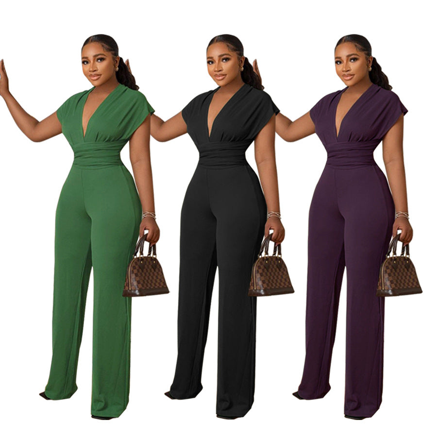 Dame Jumpsuit med ensfarvet talje