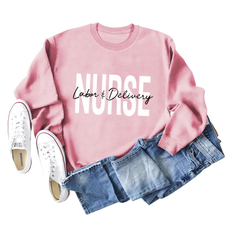 Round Neck Letter Printing Loose Plus Size Long Sleeve Sweater