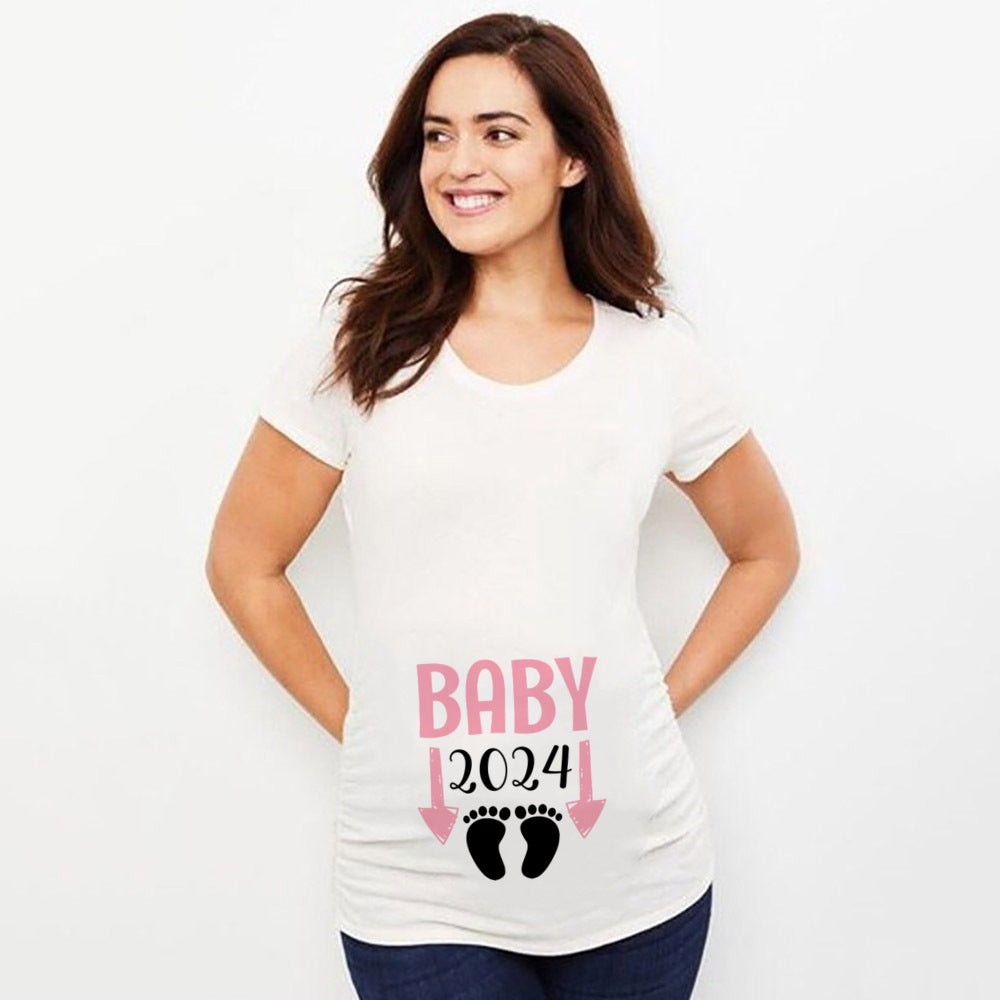 Baby Loading Printed Maternity T Shirt Pregnant Clothes
