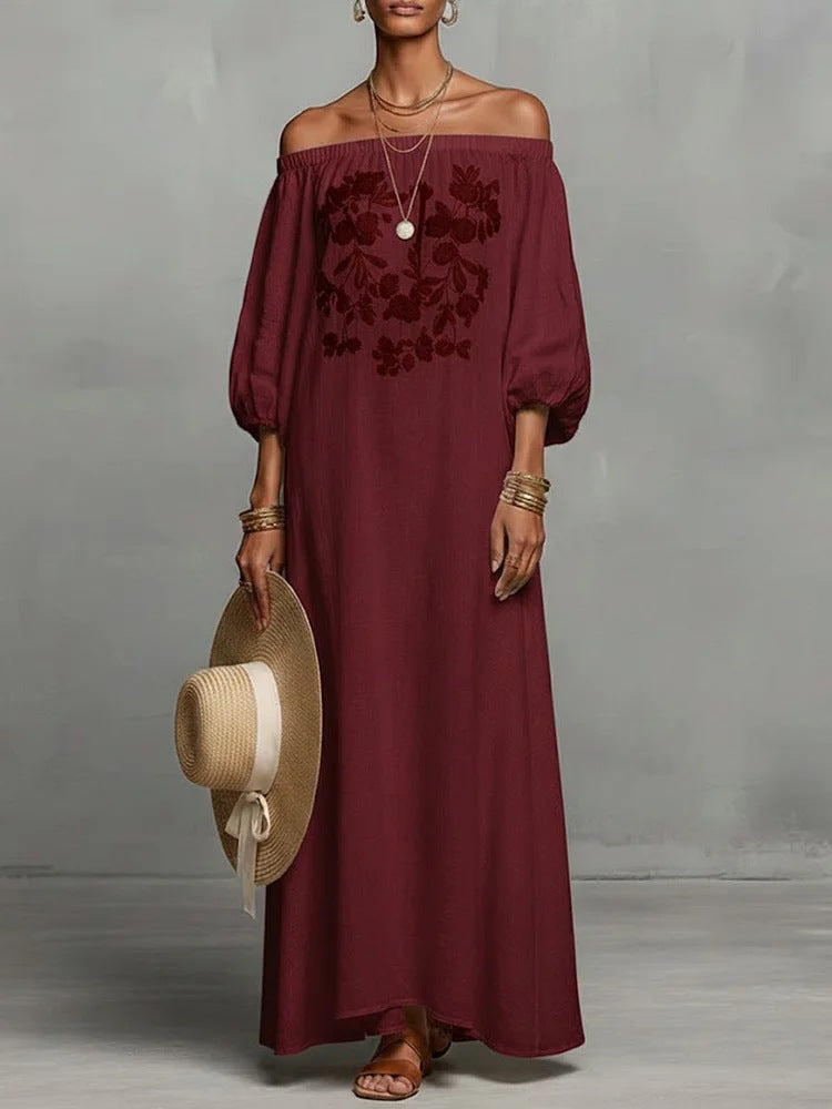 Off-shoulder Long Dress Vacation Dress