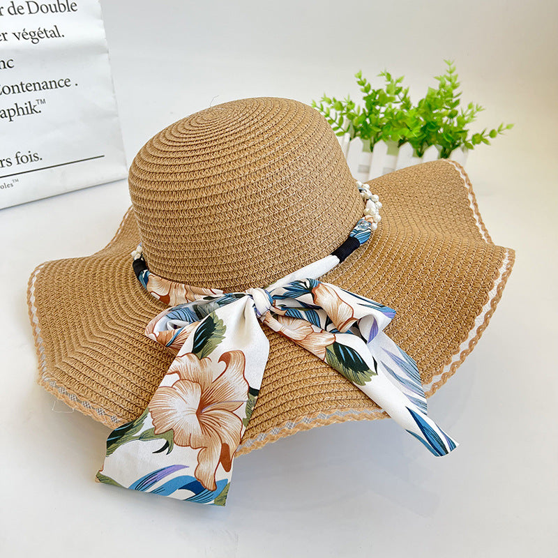 Women's Fashion Bow Beach Shade Foldable Straw Hat