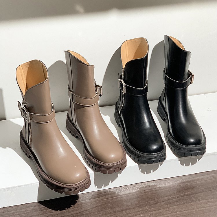 Women's Thick Soled Martin Boots High Side Zipper