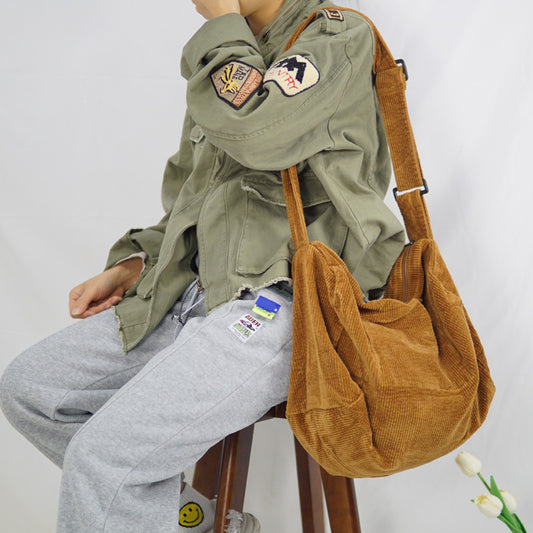 Literary Leisure Simple Corduroy Shoulder Messenger Bag
