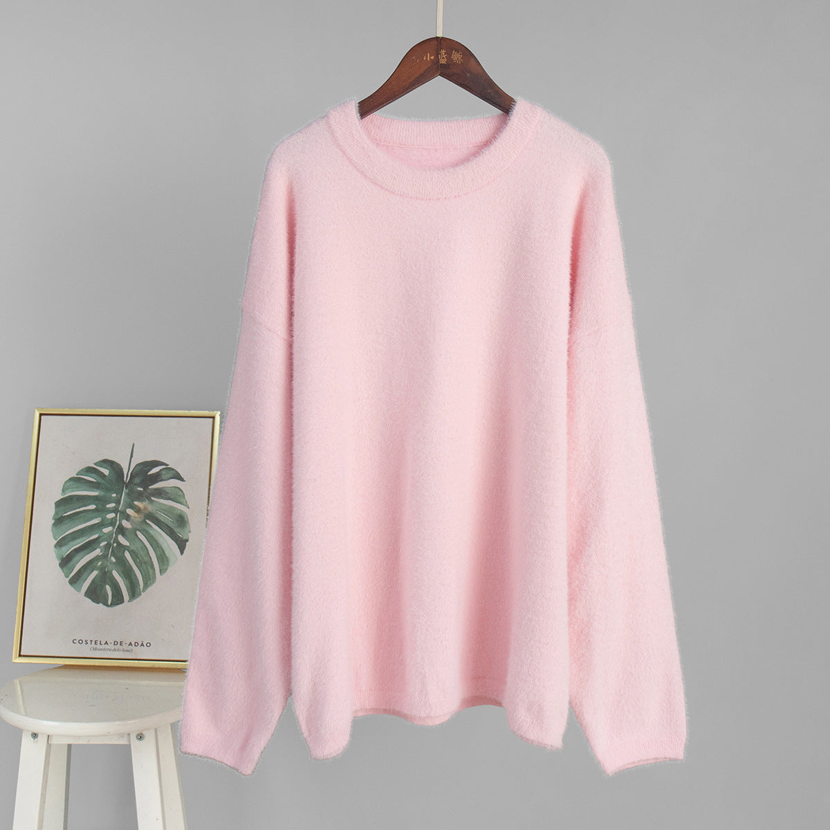 Simple Solid Color Knitted  Loose Casual Sweater