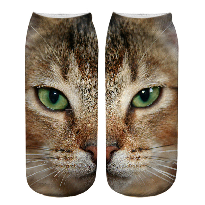 Cat Eye 3D Printing Heat Transfer Short Socks