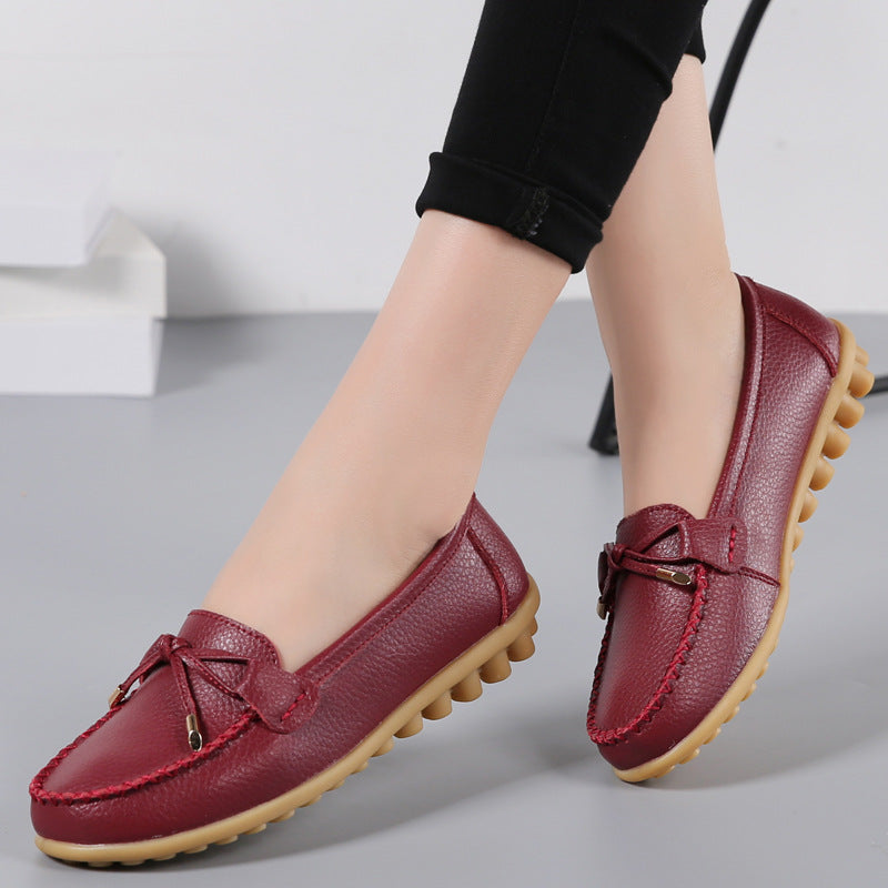 Women's Casual Flat Two-layer Cowhide Gommino