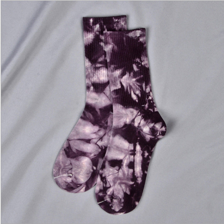 Tie-dye Sokker Til Mænd Og Kvinder I Mid-Tube High Top Street