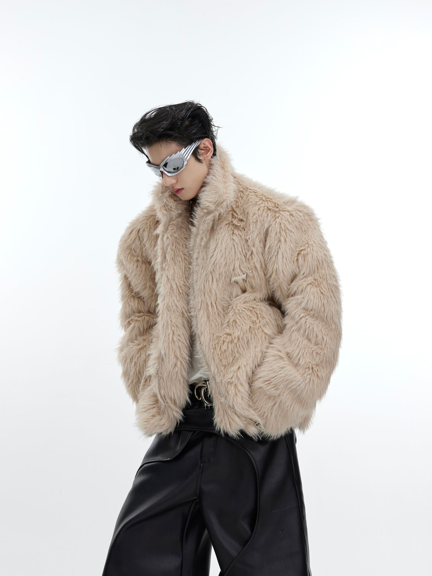 Niche Light-luxury, Faux-fur-lined Padded Coat With A Metallic Finish
