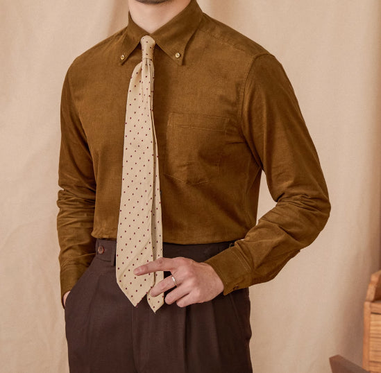 Cotton Corduroy Long-sleeved Shirt American Japanese Style