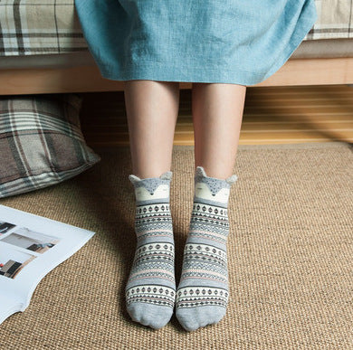 Cartoon Women's Socks Cotton Students' Socks Ears Cute Animal Socks All Cotton Socks Sweet Cotton Socks